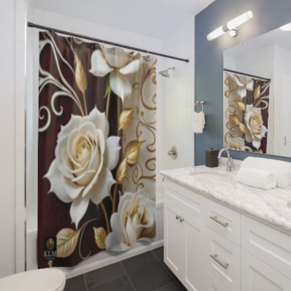 Elegant Floral Shower Curtain - Picture 2 of 2